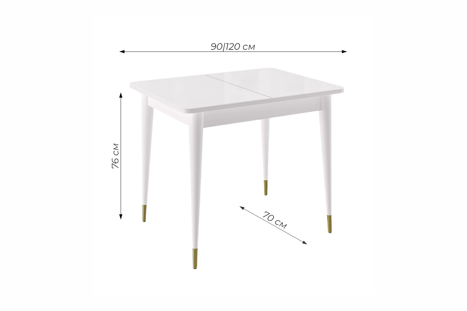 Обеденные столы - изображение №3 "Стол обеденный Мане К1100 опоры белый(зол) / столешница белый глянец"  на www.Angstrem-mebel.ru